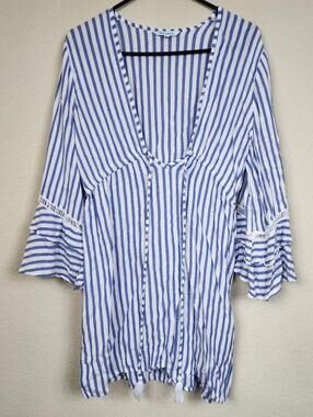 Blue Island Small Blue White Striped Dress